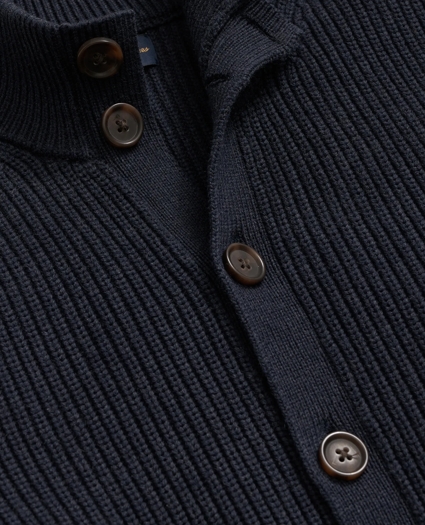 Supima® Cotton Ribbed Mock Neck Cardigan, image 2