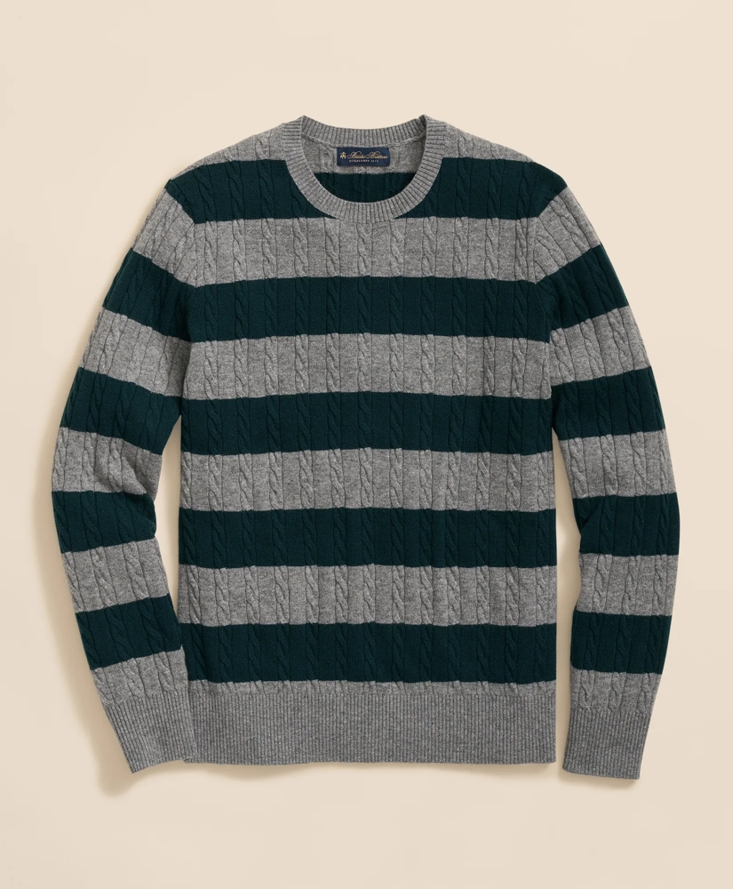 Cashmere Wool Cable-Knit Sweater Rugby Stripe