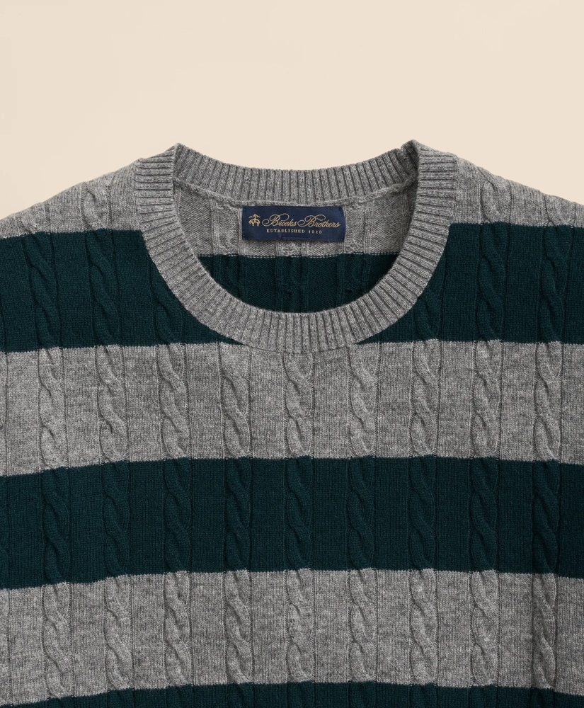 Cashmere Wool Cable-Knit Sweater Rugby Stripe
