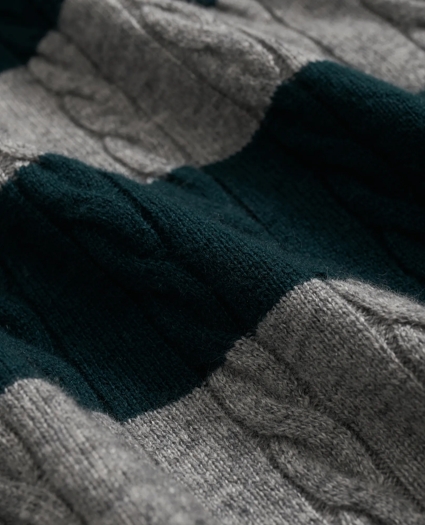 Cashmere Wool Cable-Knit Sweater in Rugby Stripe, image 3