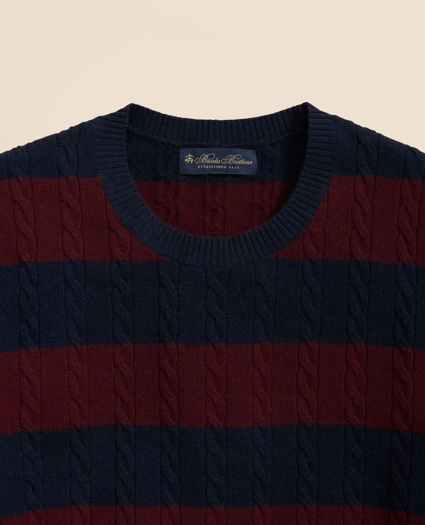 Cashmere Wool Cable-Knit Sweater in Rugby Stripe, image 2
