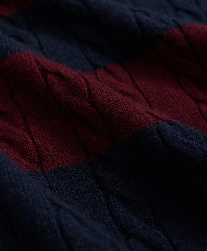 Cashmere Wool Cable-Knit Sweater in Rugby Stripe, image 3