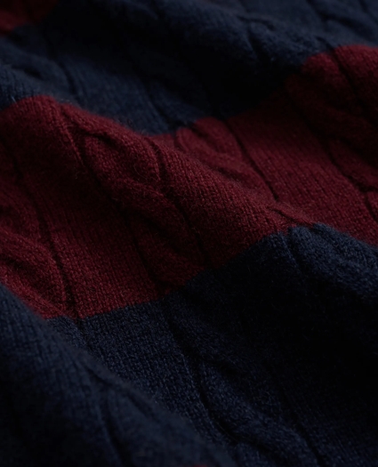 Cashmere Wool Cable-Knit Sweater in Rugby Stripe, image 3