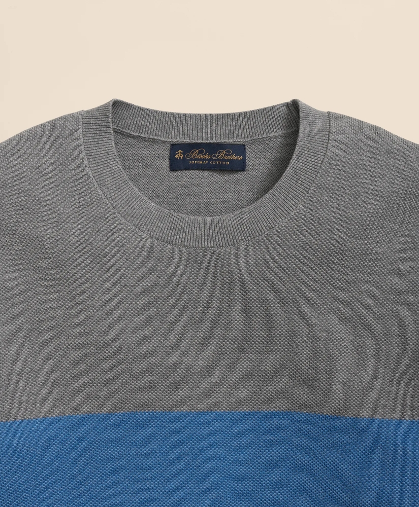Supima<sup>®</sup> Cotton Crewneck Chest Stripe Sweater