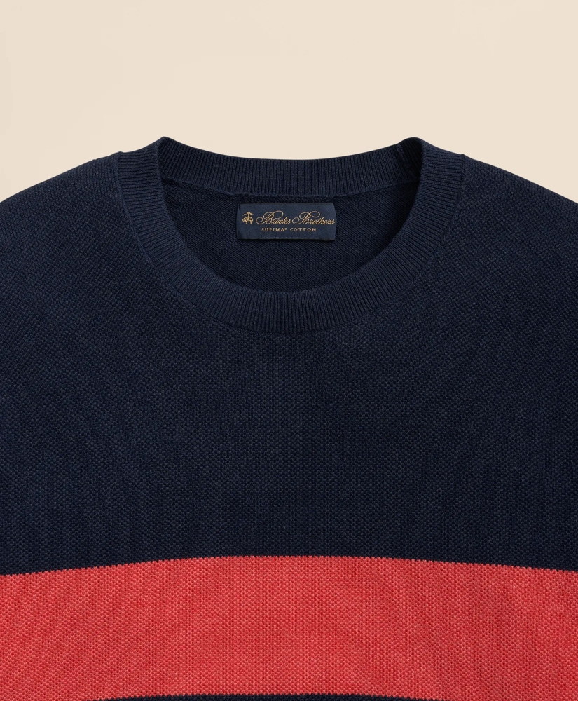 Men's Supima Cotton Crewneck Chest Stripe Sweater | Brooks Brothers
