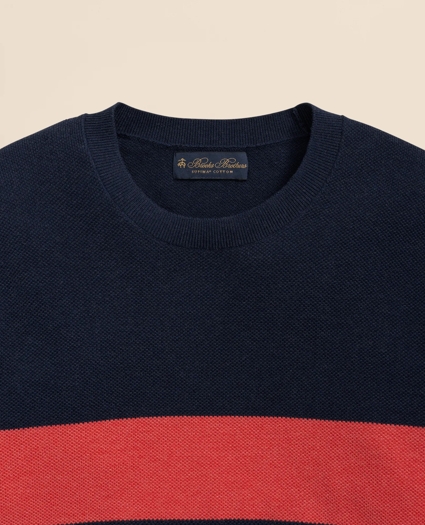 Supima® Cotton Crewneck Chest Stripe Sweater, image 2