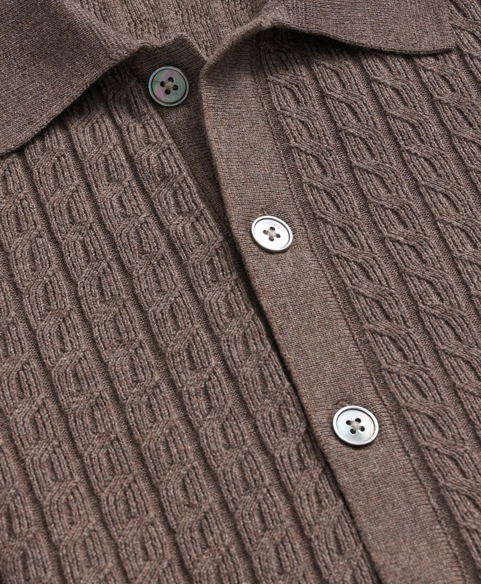 Cotton Mini-Cable Polo Cardigan, image 2