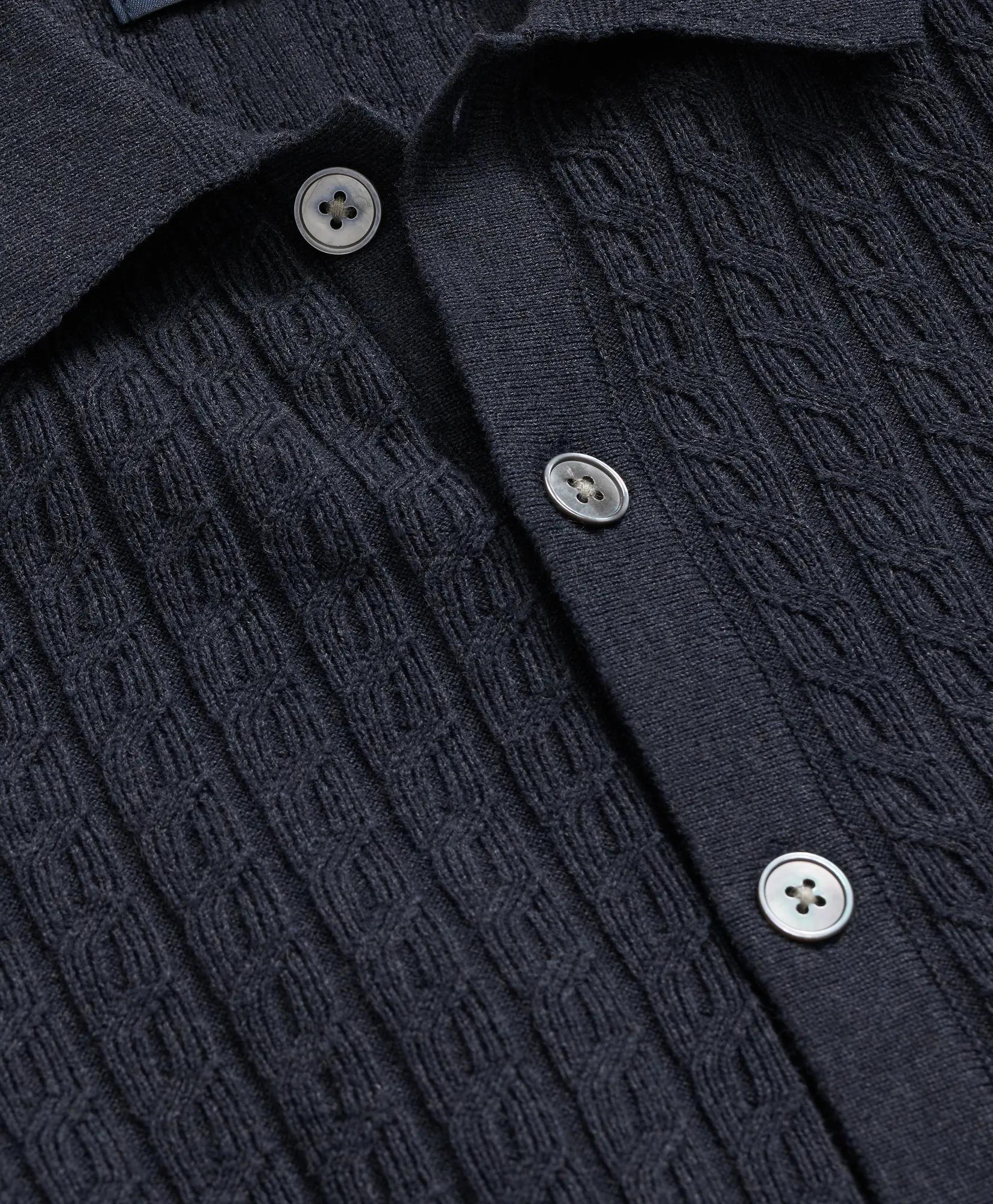 Cotton Mini-Cable Polo Cardigan, image 2