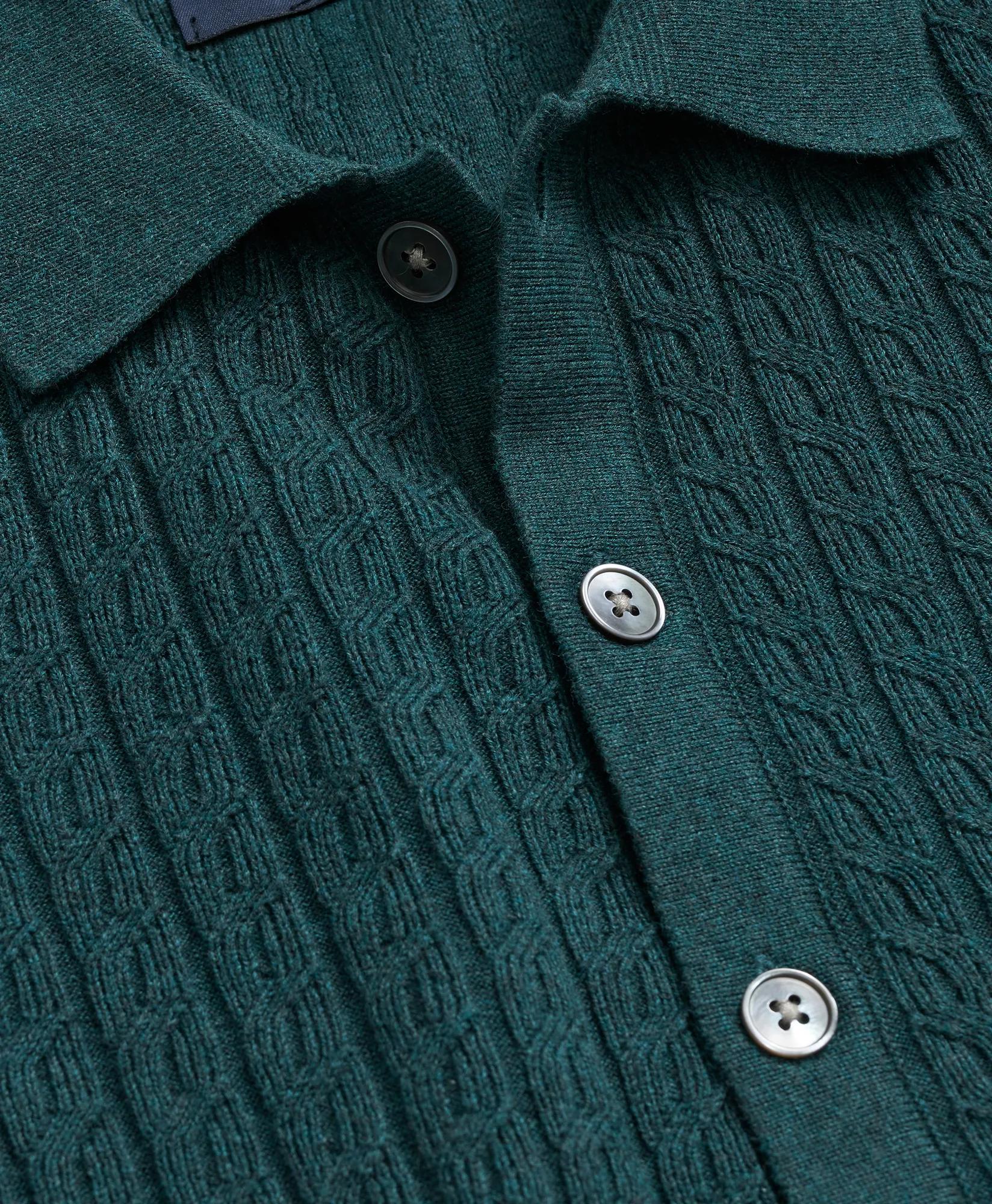 Cotton Mini-Cable Polo Cardigan, image 2