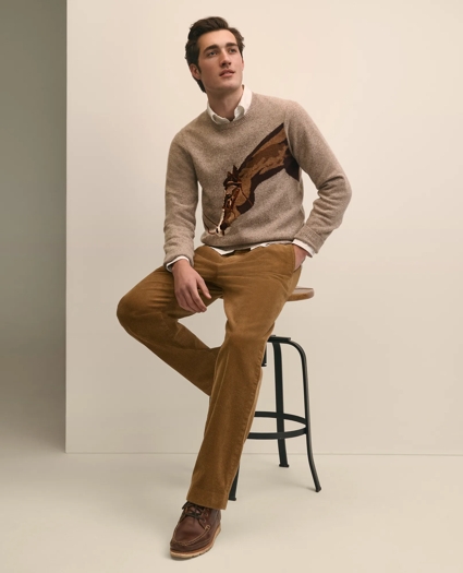 Merino Wool Intarsia Horse Motif Sweater, image 2