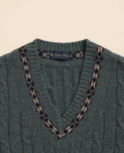 Shetland Wool Fair-Isle Tipped Archive Tennis Vest, image 2