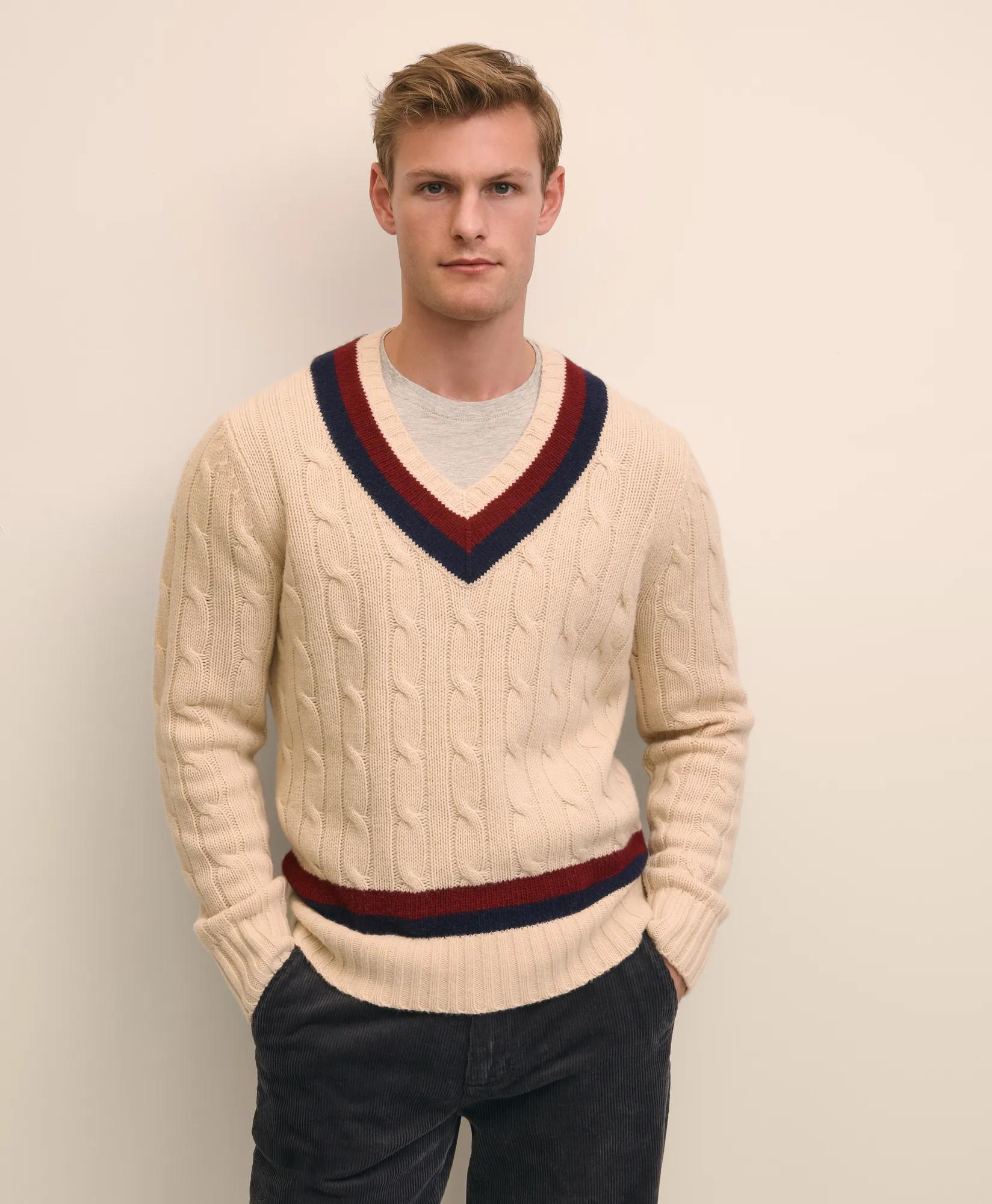 Merino Wool Archive Tennis Sweater, image 2