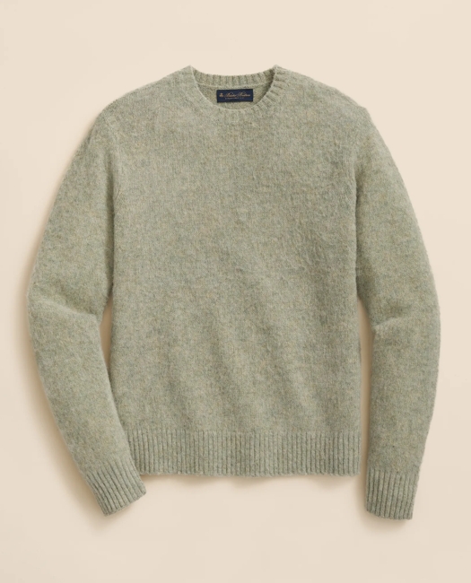 Brooks Brothers Brushed Wool Crewneck Sweater In Neutral