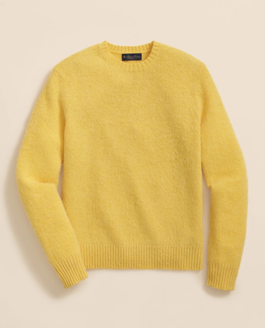 Brooks Brothers Brushed Wool Crewneck Sweater In Yellow