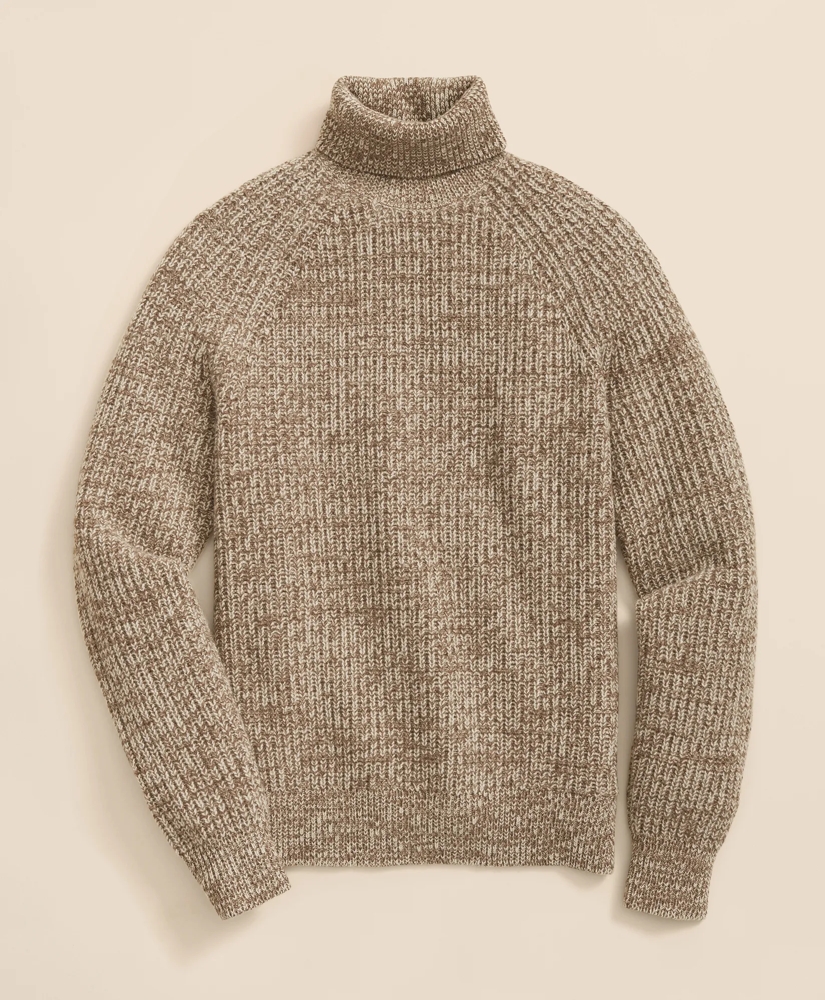 Merino-Cashmere Marled English-Rib Turtleneck, image 2