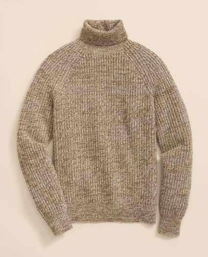 Merino-Cashmere Marled English-Rib Turtleneck, image 2