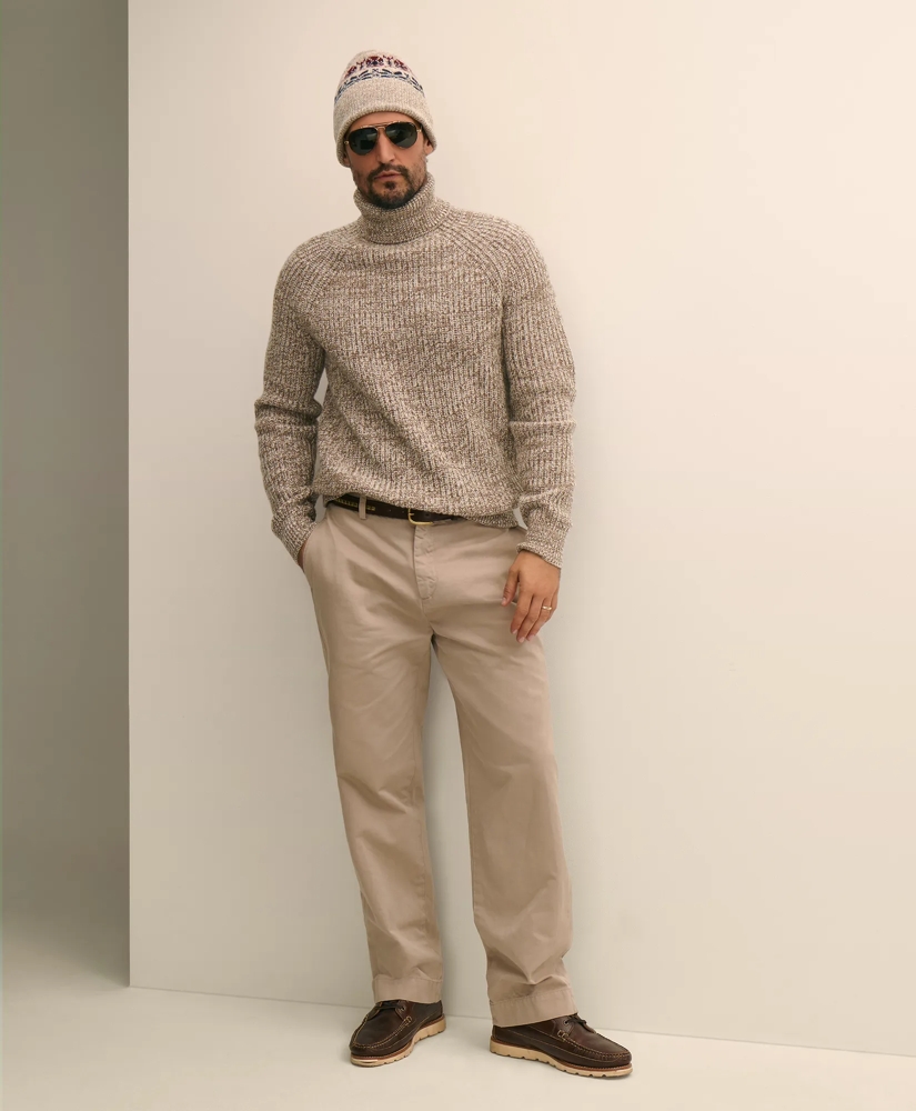 Merino-Cashmere Marled English-Rib Turtleneck, image 5
