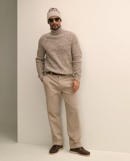 Merino-Cashmere Marled English-Rib Turtleneck, image 5