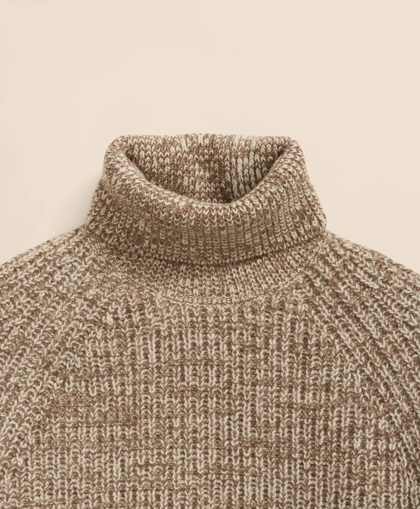 Merino-Cashmere Marled English-Rib Turtleneck, image 6