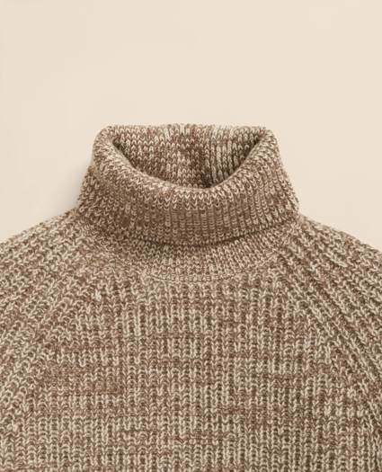 Merino-Cashmere Marled English-Rib Turtleneck, image 6