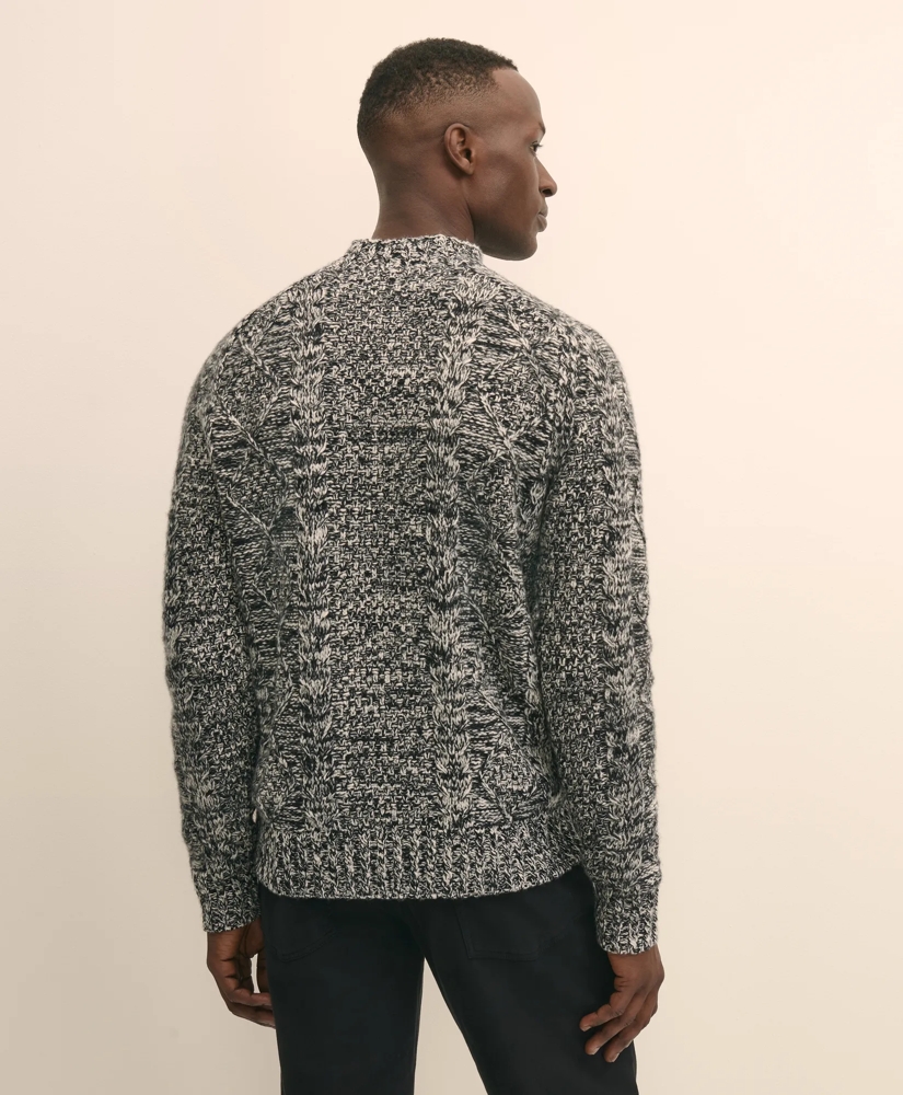 Merino Wool Aran Marled Mock Neck Sweater, image 4