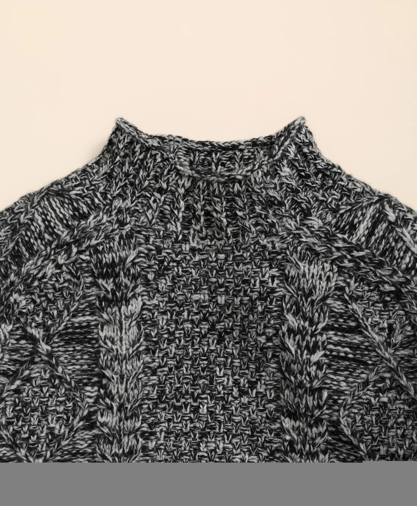 Merino Wool Aran Marled Mock Neck Sweater, image 5