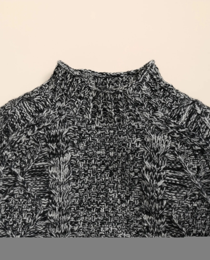 Merino Wool Aran Marled Mock Neck Sweater, image 5