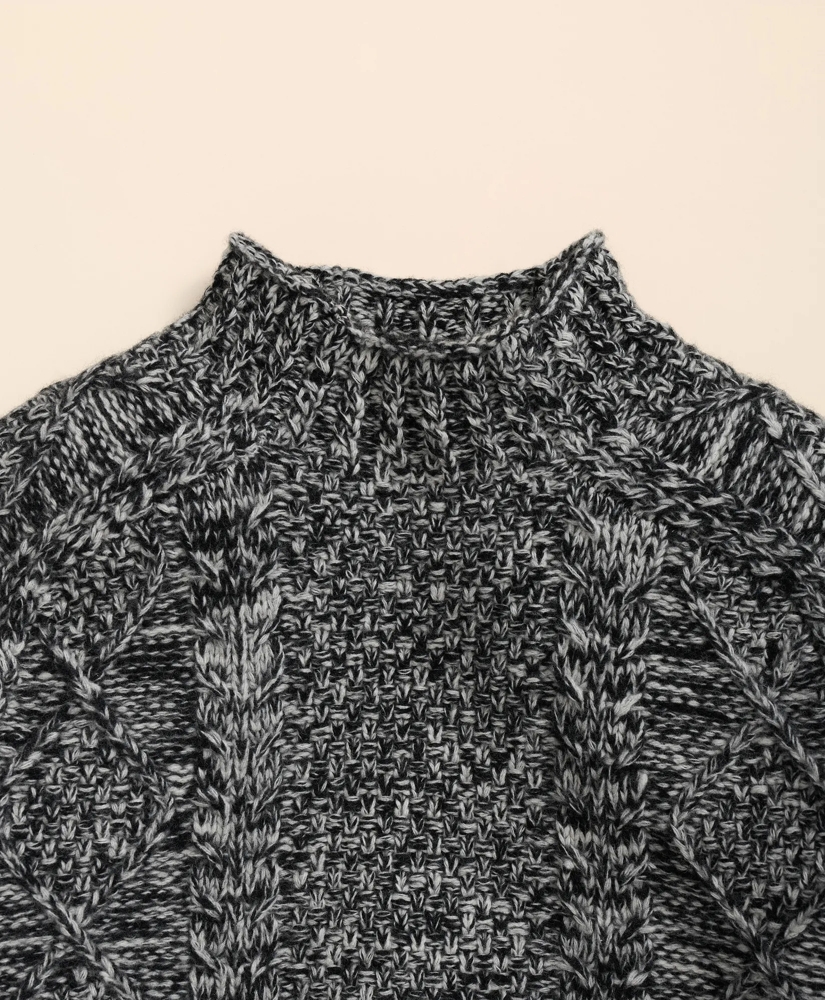 Merino Wool Aran Marled Mock Neck Sweater, image 6