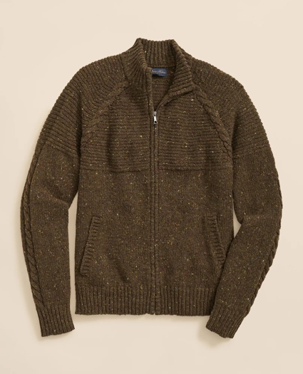 Merino Wool Donegal Zip Cardigan, image 1