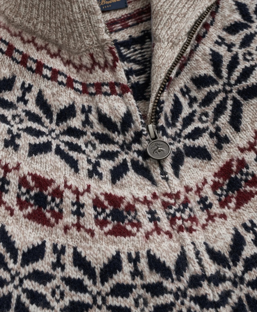 Merino Wool Fair Isle Zip Cardigan