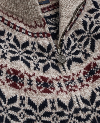 Merino Wool Fair Isle Zip Cardigan, image 2