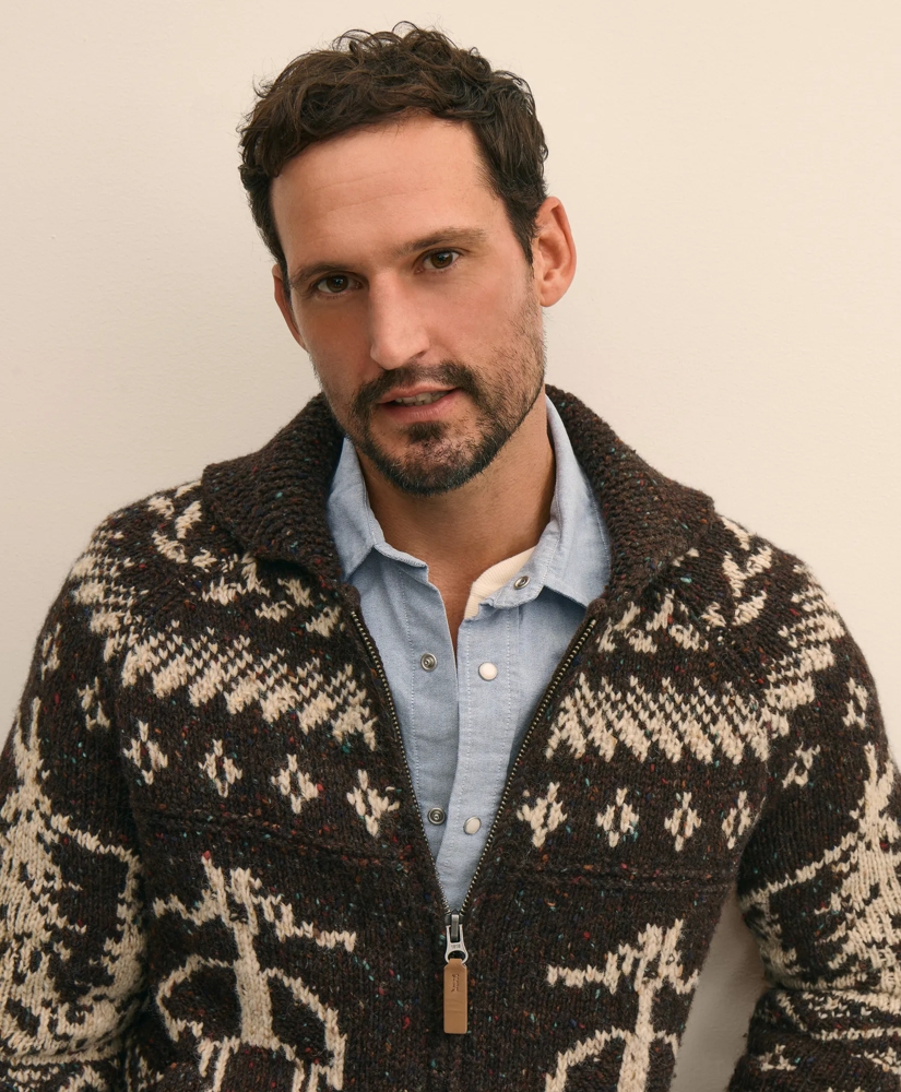 Donegal Wool Emblem Chunky Zip Cardigan, image 3