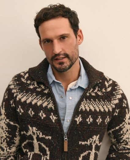 Donegal Wool Emblem Chunky Zip Cardigan, image 3