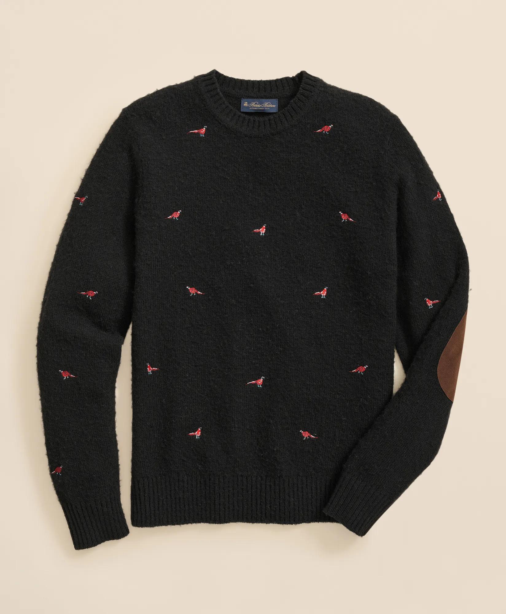 Brushed Wool Pheasant-Embroidered Sweater, image 1