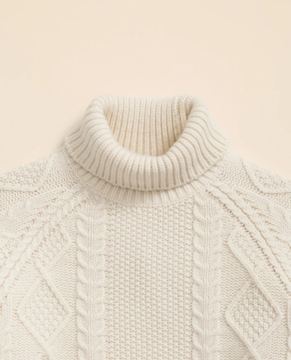 Merino Wool Archive Aran Turtleneck Sweater, image 2