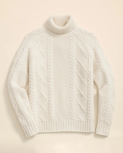 Merino Wool Archive Aran Turtleneck Sweater, image 5