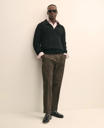 Merino Wool Johnny Collar Aran Sweater, image 4