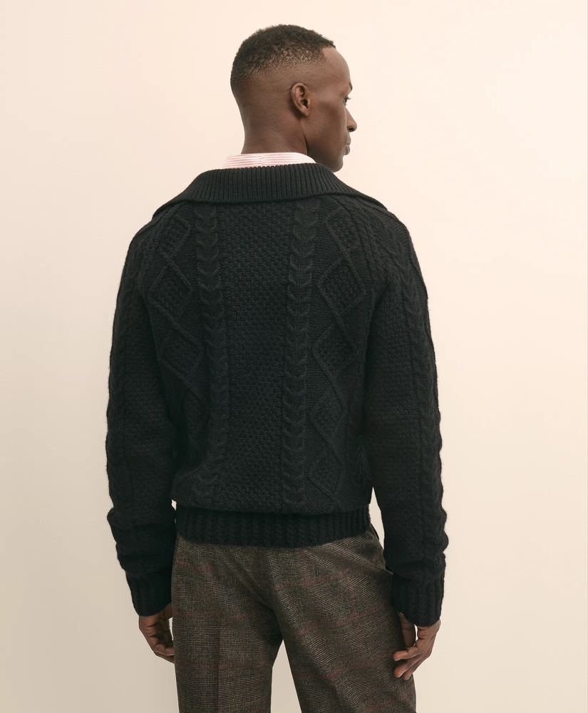 Merino Wool Johnny Collar Aran Sweater, image 5