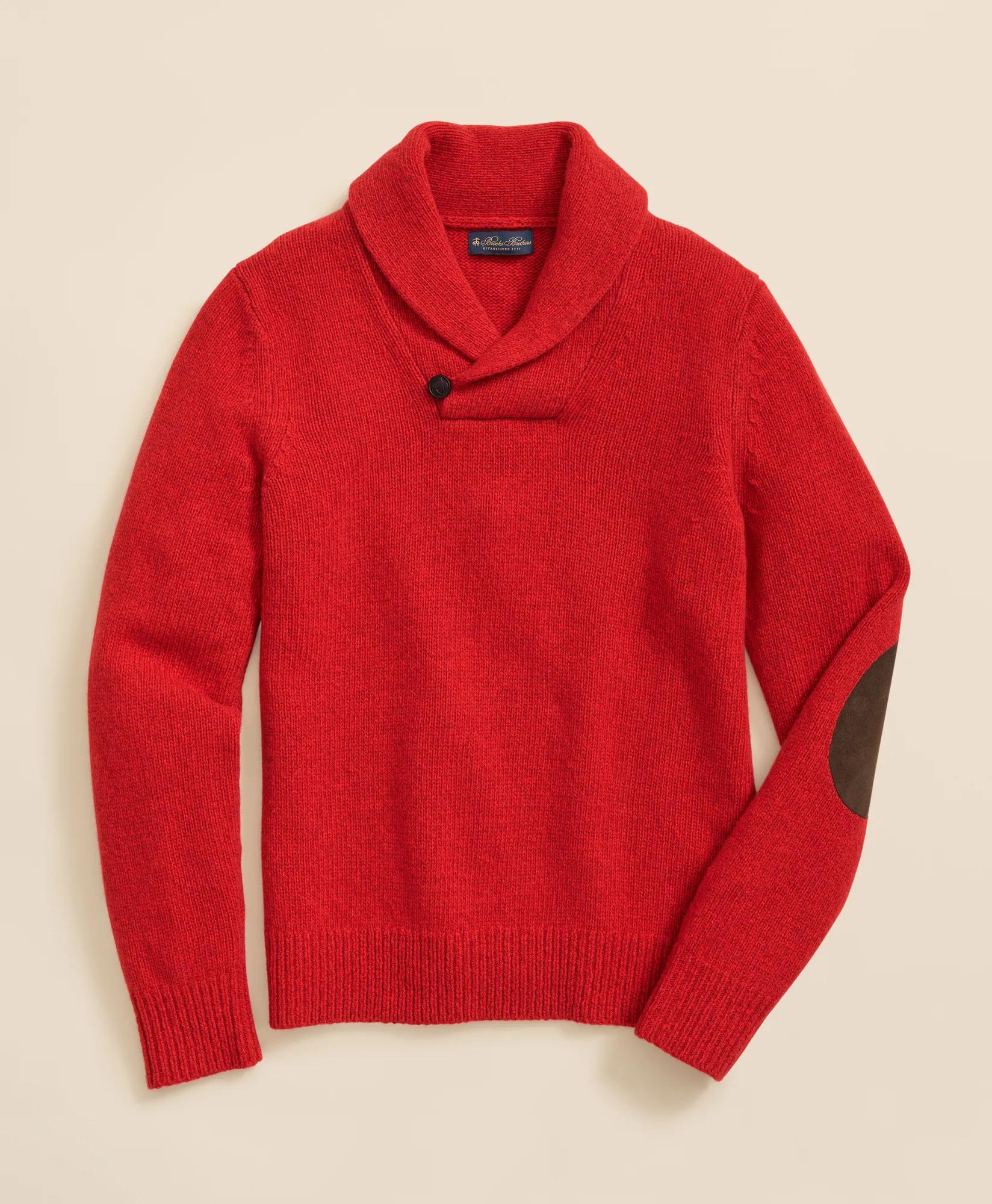 Merino Wool Polo Shawl Collar Sweater, image 1