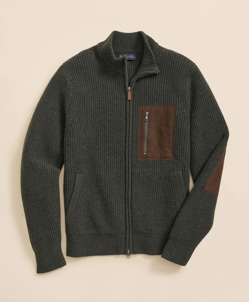Merino Wool Military Full-Zip Sweater