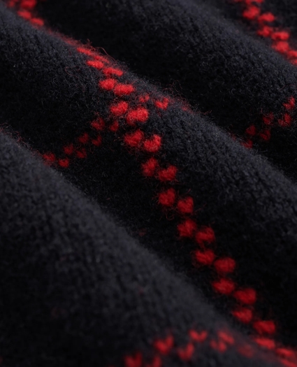Merino Wool Windowpane Intarsia Shawl-Collar Cardigan, image 3