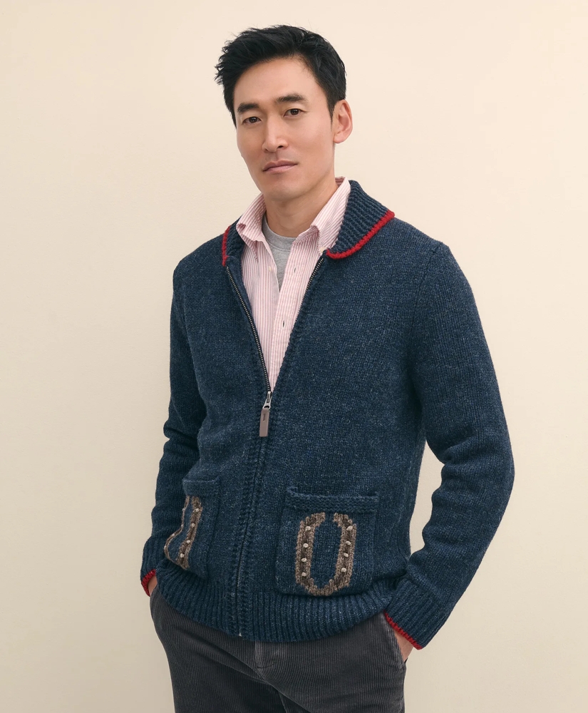 Men's Lunar New Year Wool Full-Zip Sweater, image 1
