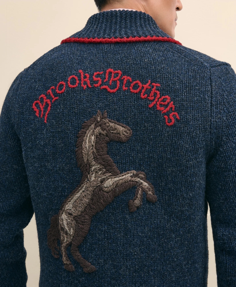 Men's Lunar New Year Wool Full-Zip Sweater, image 2