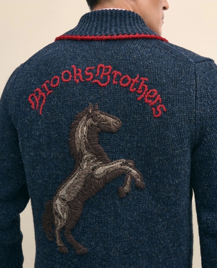 Men's Lunar New Year Wool Full-Zip Sweater, image 2