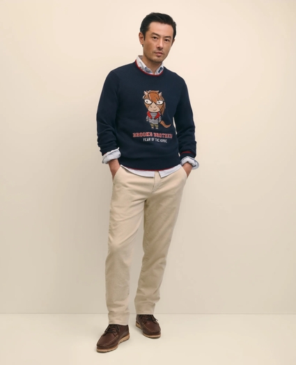 Men's Lunar New Year Merino Wool-Blend Intarsia Crewneck Sweater, image 2