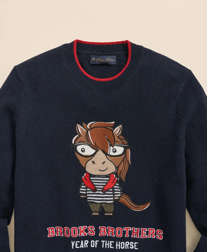 Men's Lunar New Year Merino Wool-Blend Intarsia Crewneck Sweater, image 6