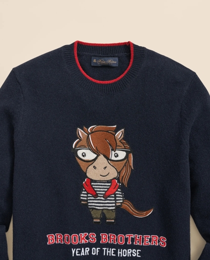 Men's Lunar New Year Merino Wool-Blend Intarsia Crewneck Sweater, image 6