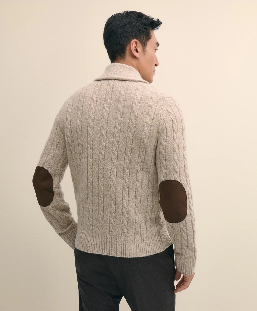 Cashmere Cable Knit Shawl-Collar Cardigan, image 4