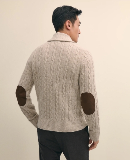 Cashmere Cable Knit Shawl-Collar Cardigan, image 4