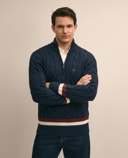 Supima&reg; Cotton Quarter-Zip Tennis Sweater, image 1